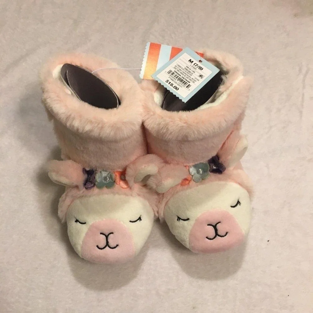 Cat & Jack‎ New girls unicorn Slippers M 7/8 Lama Boho